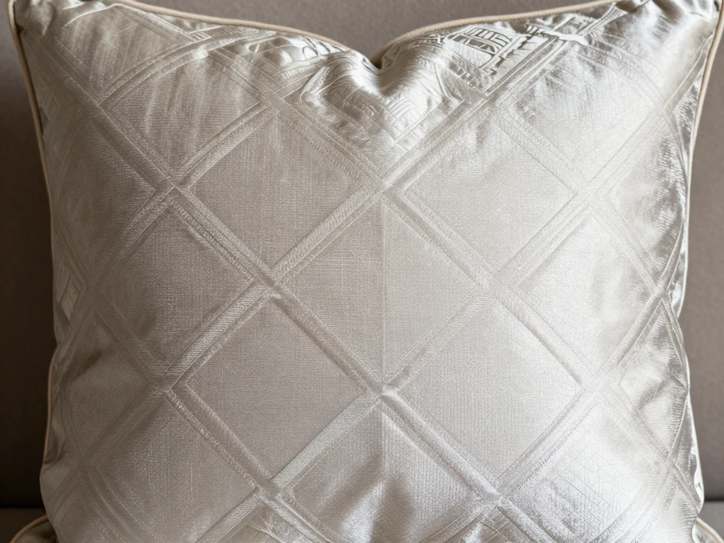 Silk decorative cushion with geometric pattern